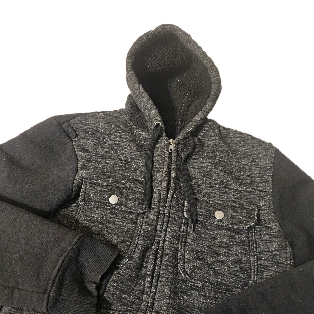 VTG  CHALC Y2K Emo Men's FULL Zip Hoodie Sweatshirt Large Black Grunge Punk Rock